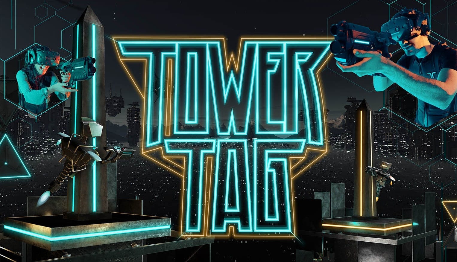 Tower Tag is a dynamic sci-fi platform shooter where  players strategically move around the map by controlling platforms and moving between them to gain advantages over their opponents. Each platform has a central tower that can be used for cover from incoming fire. Controlling platforms is the key to being able to outmaneuver and outgun your enemies! Don’t rely on just being a good shot!