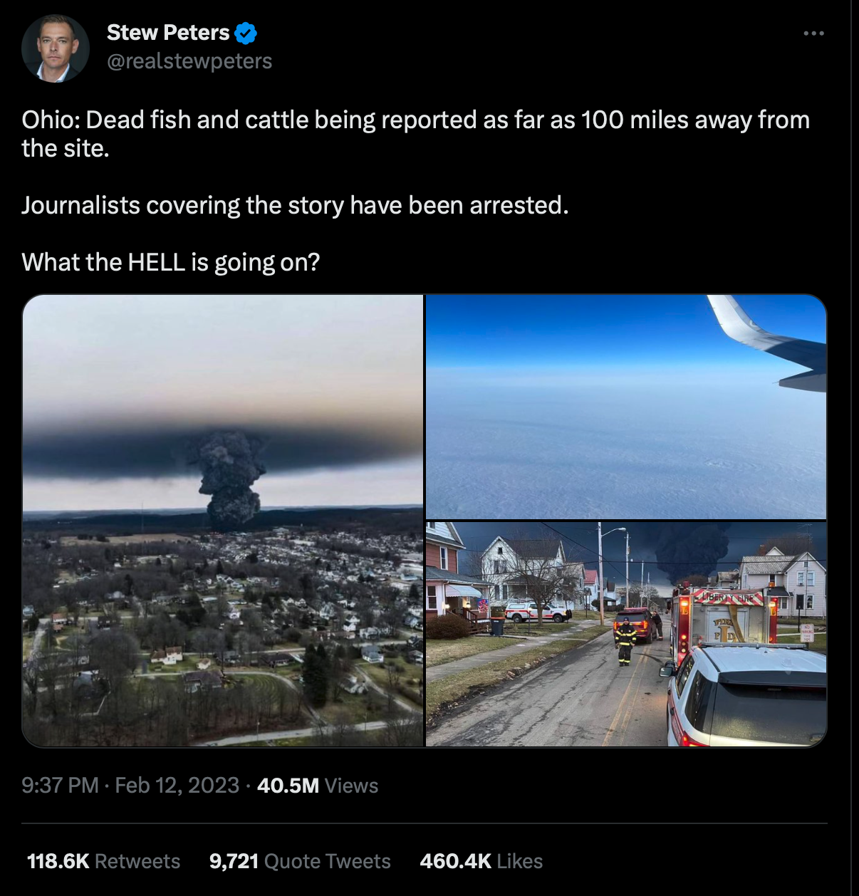A tweet by Stew Peters went viral with almost half a million likes