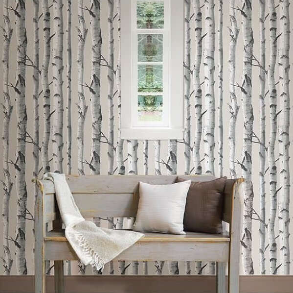tree-patterned peel and stick wallpaper