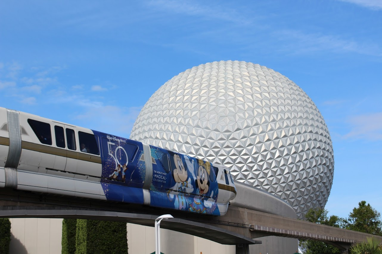 EPCOT Spaceship Earth and monorail