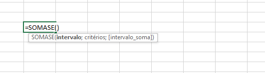 Parâmetros funções excel =SOMASE()