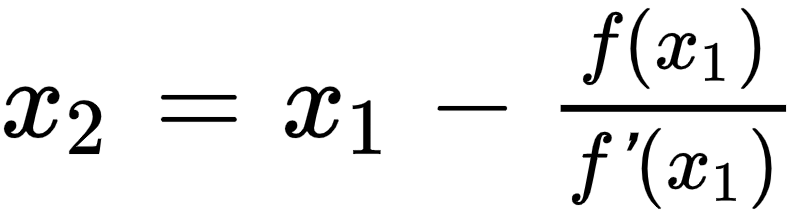 x_2=x_1-f(x_1)/{f'(x_1)
