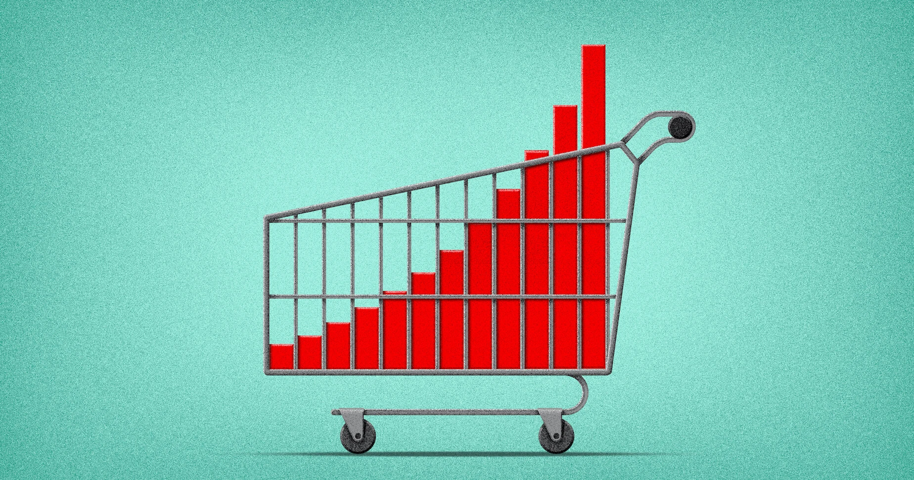 shopping cart and an upward chart