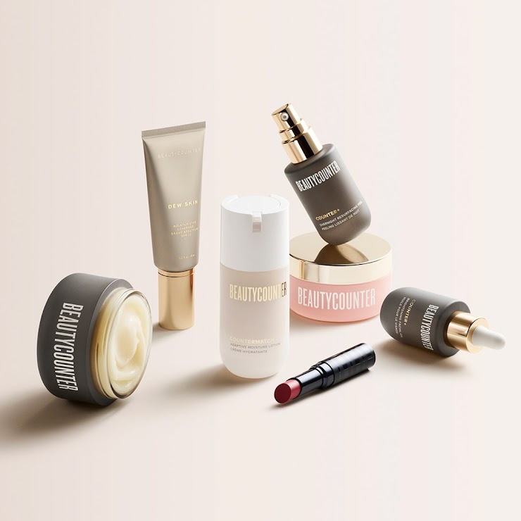 Some of our most raved-about products, L to R: Lotus Glow Cleansing Balm, Dew Skin, Countermatch Adaptive Moisture Lotion, Overnight Resurfacing Peel, Countertime Supreme Cream, Color Intense Lipstick in Little Black Dress, #1 Brightening Facial Oil
