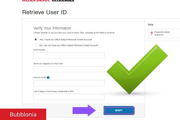 recover username of office depot credit card account