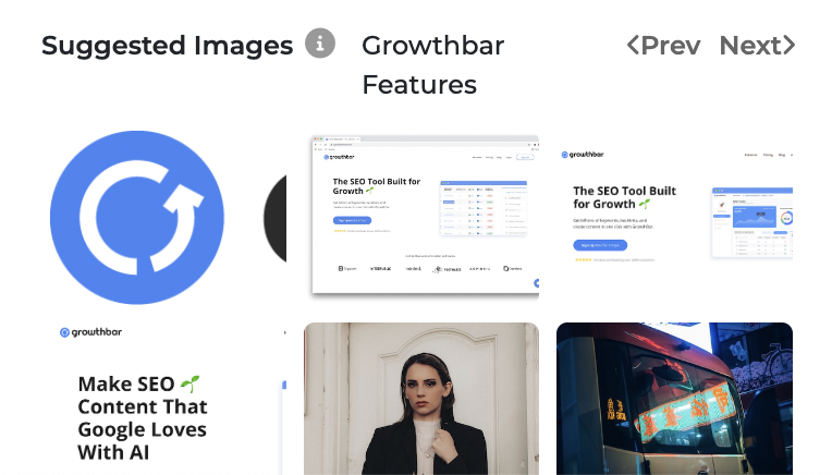 GrowthBar suggested images