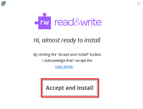 Accept and install window