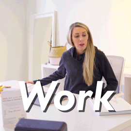 GIF of a woman saying 'work life balance? it's not really existing"
