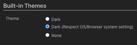 Screen shot of dark theme check boxes