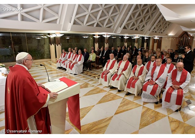 Pope Francis celebrating Mass in the Santa Marta chapel - OSS_ROM