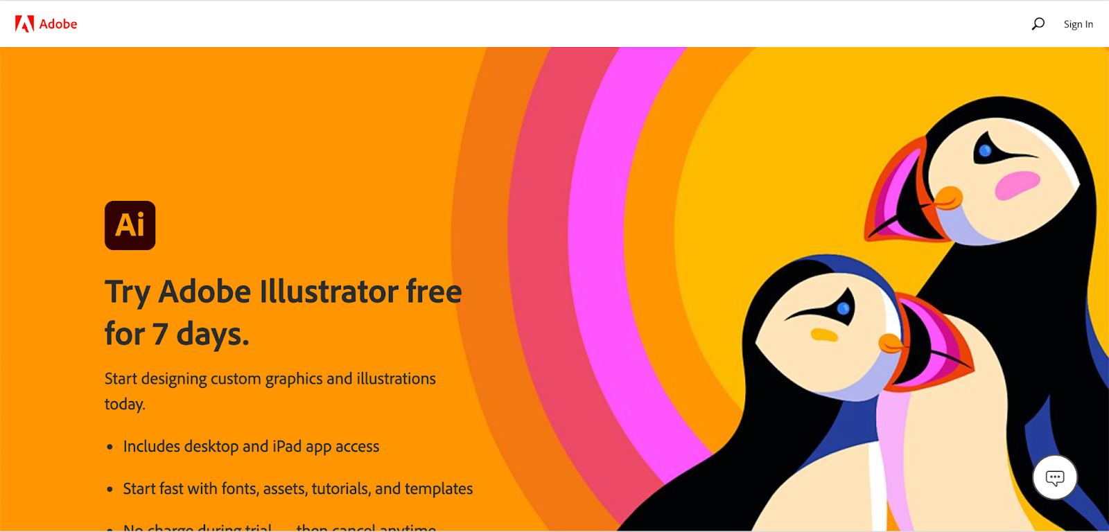 Screengrab of the Adobe Illustrator website