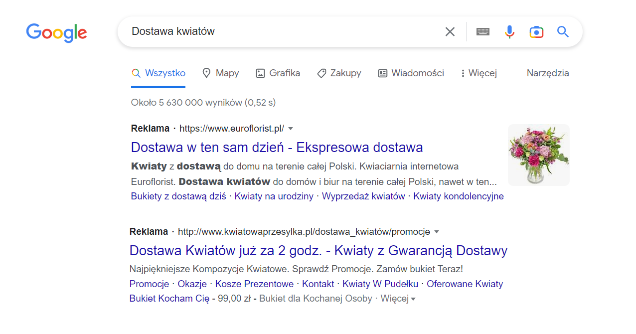 Google keyword planner, Planer słów kluczowych, Google pokaże reklamę