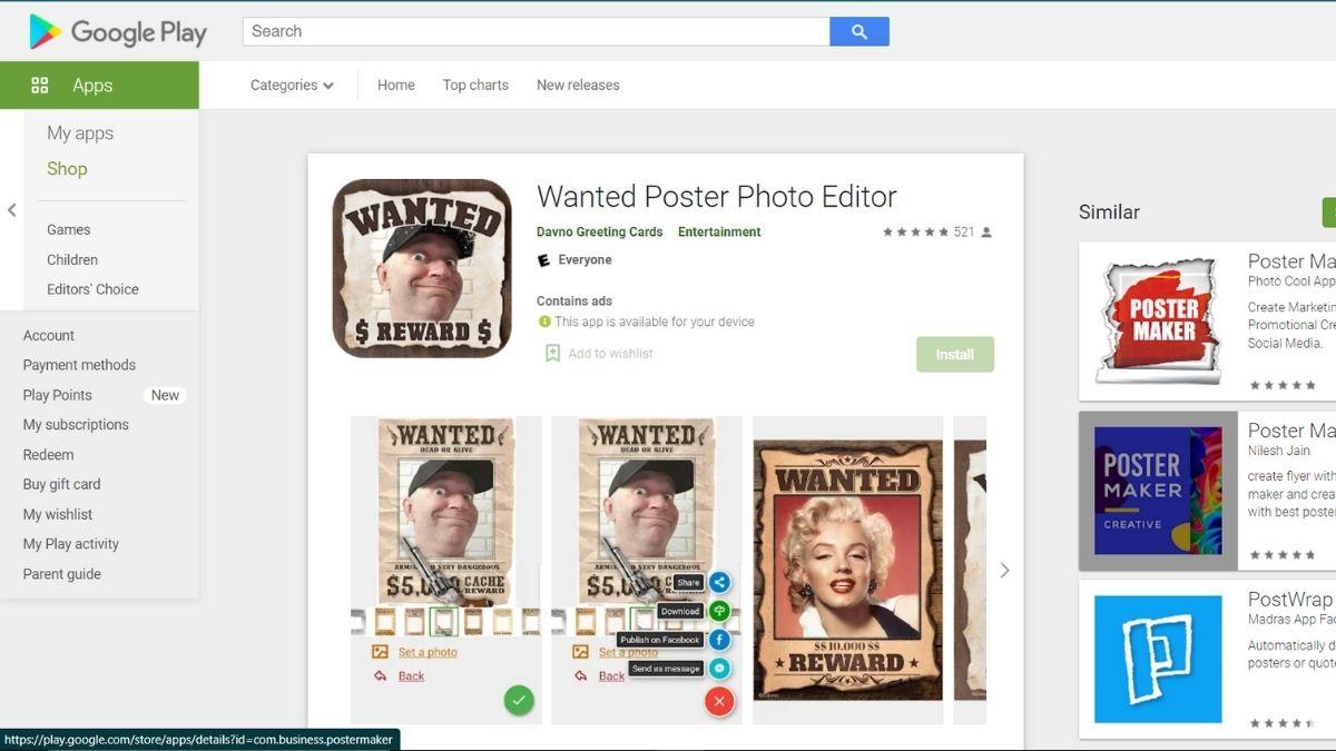 Wanted Poster Maker is a free online mugshot generator for Android