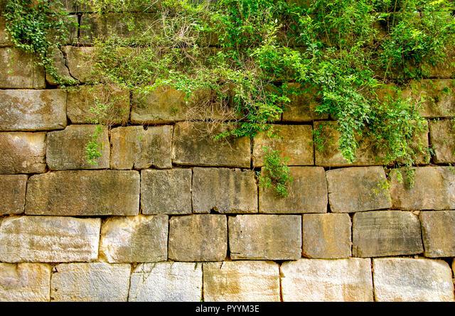 Một phần tường thành phía Bắc Thành nhà Hồ, tỉnh Thanh Hóa, Việt Nam.  Thành cổ đã trở thành Di sản Thế giới của UNESCO vào năm 2011.