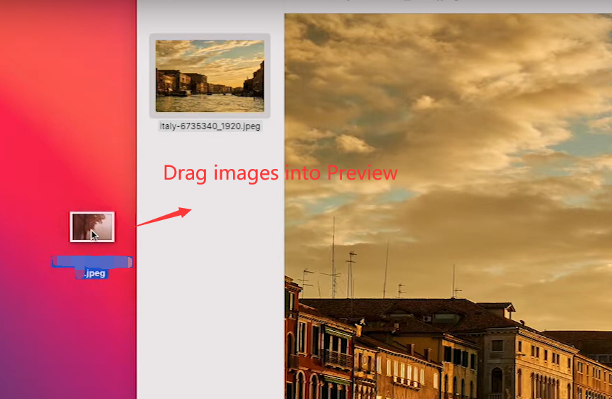 drag images into preview