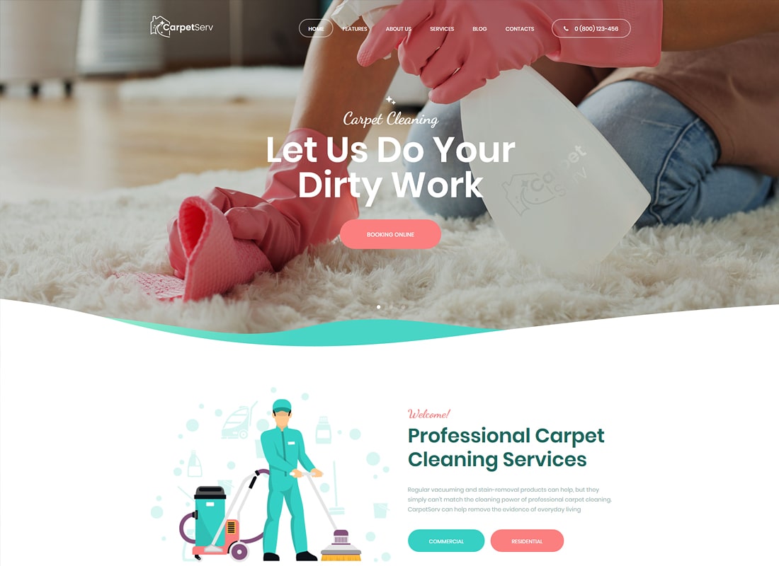 CarpetServ |  Tema de WordPress para empresas de limpieza y servicios de limpieza