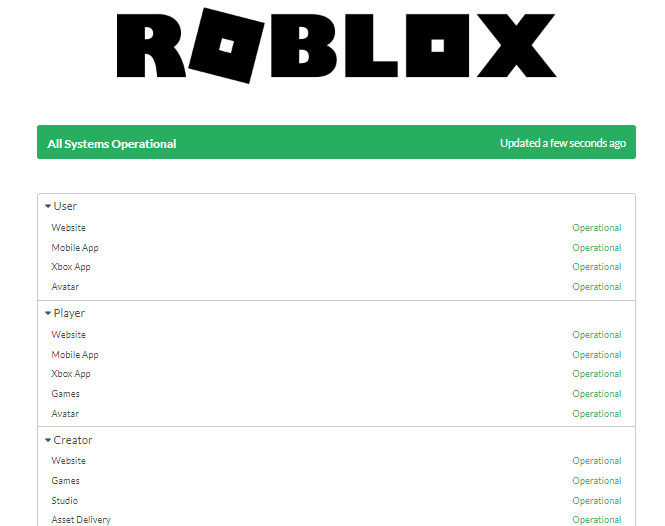 Roblox Status Page