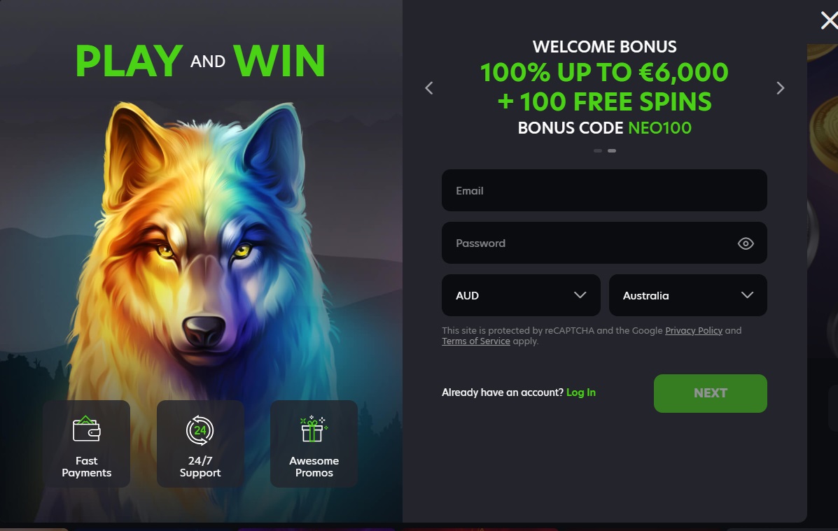 Neospin casino login & Registrationprocess