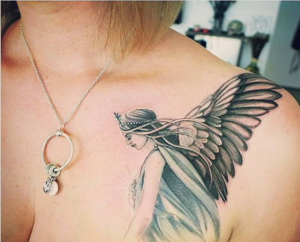 Angel Chest Tattoo For Women