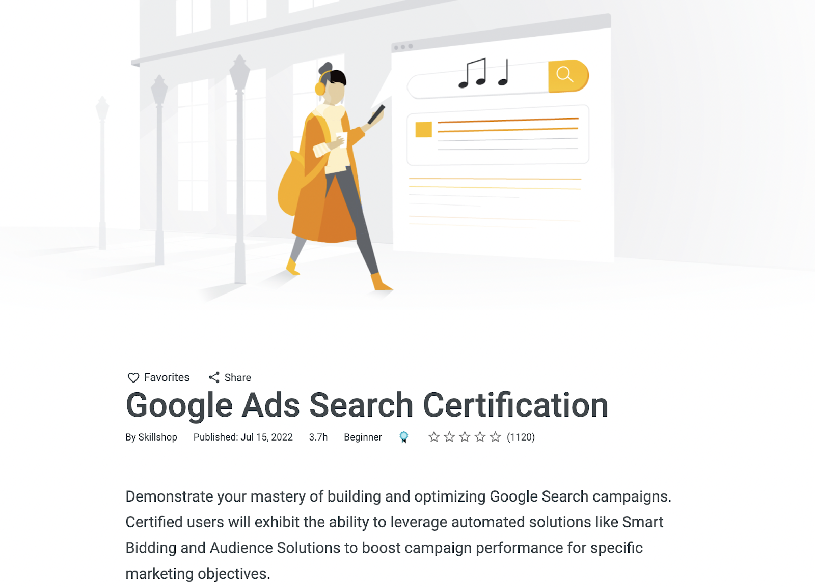 Screenshot of Google Ads Search Certification - Google