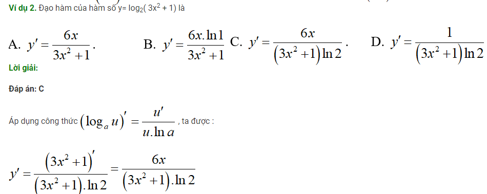 Ví dụ minh hoạ dạng 2 của hàm logarit