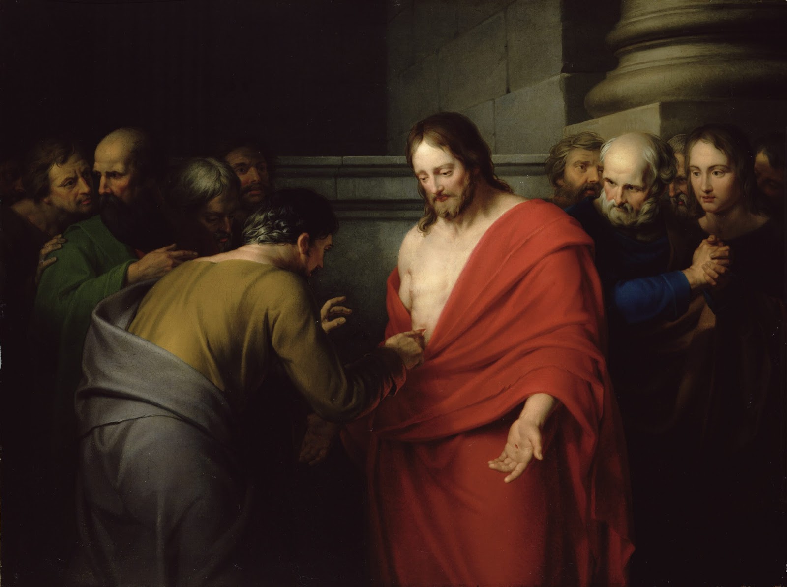 Jesus-back-painting-живопись-иисус-воскрес-фома-неверующий-красная-мантия-рана-христос-апостолы-5228×38981