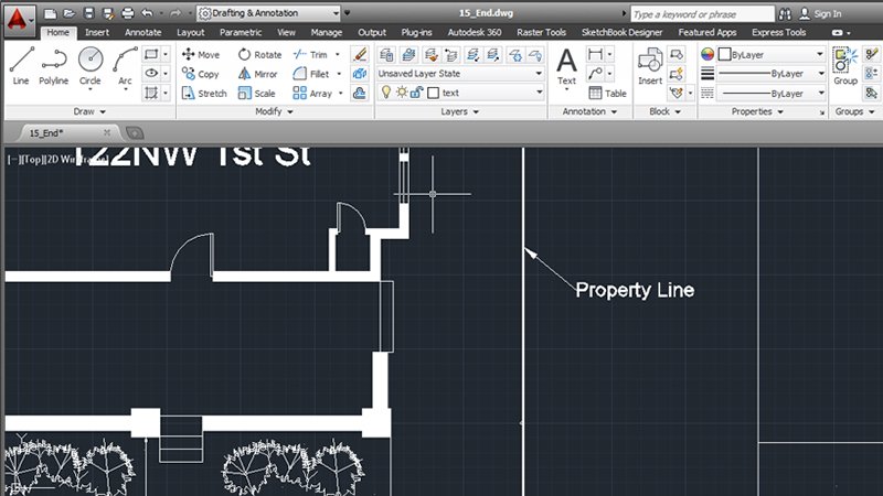 property line placement in a site plan