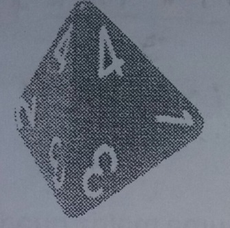 Resultado de imagem para A figura abaixo representa um dado tetraédrico: Nesse dado, numerado de 1 a 4, o resultado do lançamento é o número que aparece no vértice superior. Considerando a soma dos números obtidos em dois lançamentos de um dado tetraédrico, o valor de maior probabilidade para o resultado da soma é: