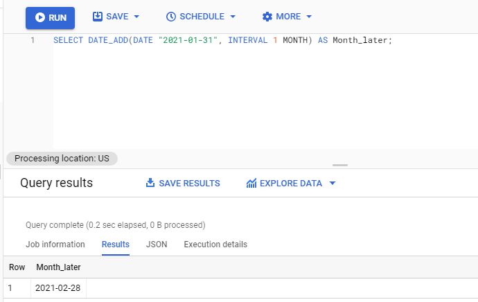 Date_Add BigQuery: 1 MONTH is added to 2021-01-31