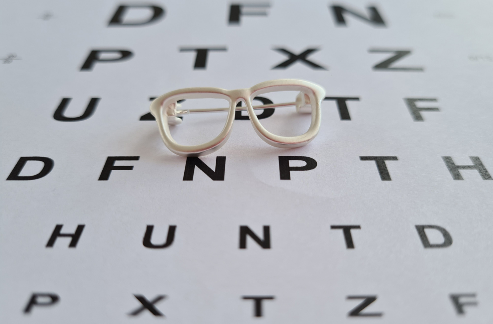a pair of glasses on top of an eye chart