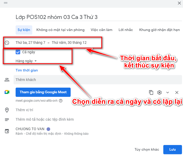 Hướng dẫn tạo lịch học online trên Google Calendar 51