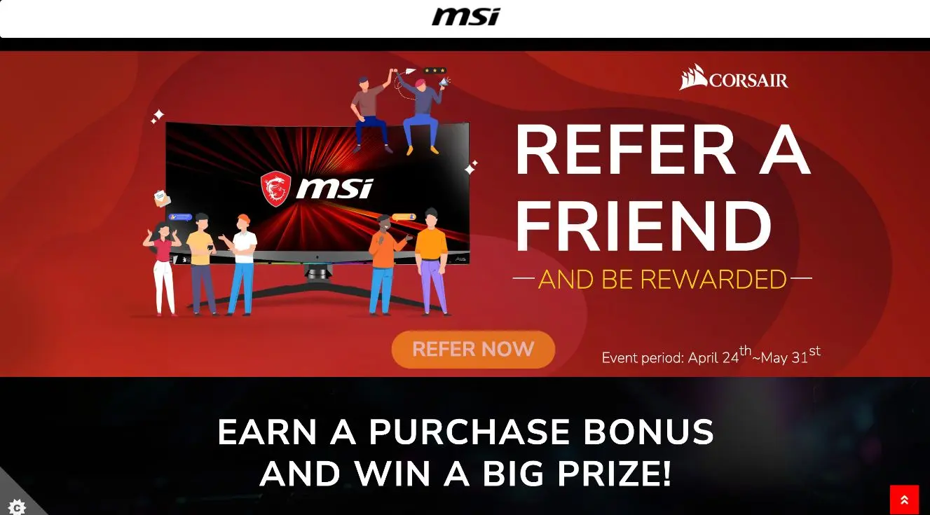 Example of a MSI and CORSAIR referral program. 