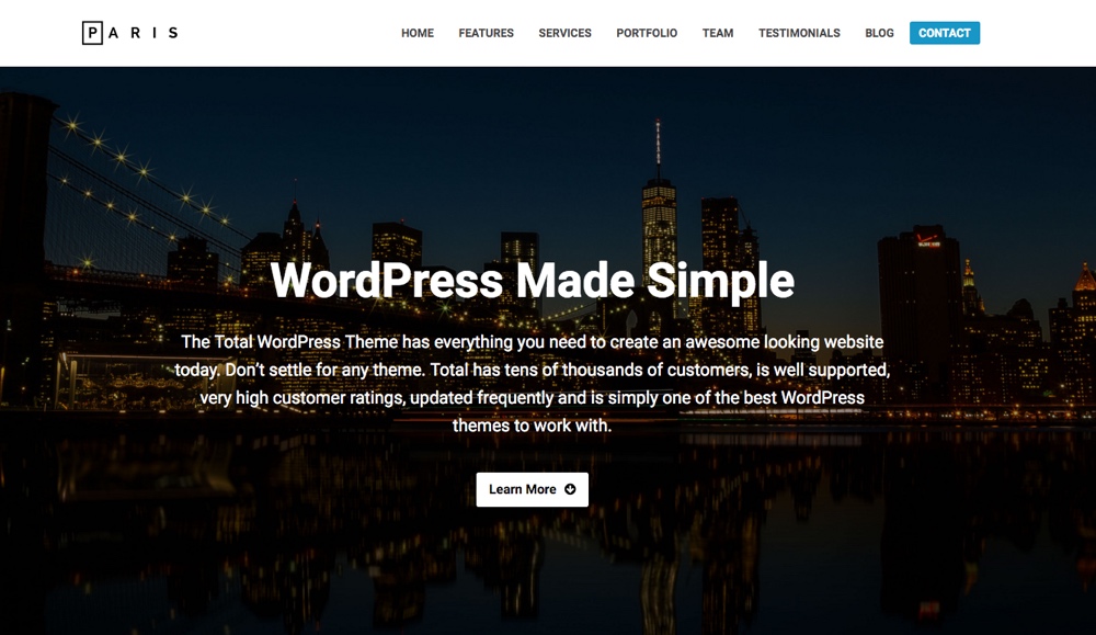 Demonstração de design minimalista do tema total do WordPress