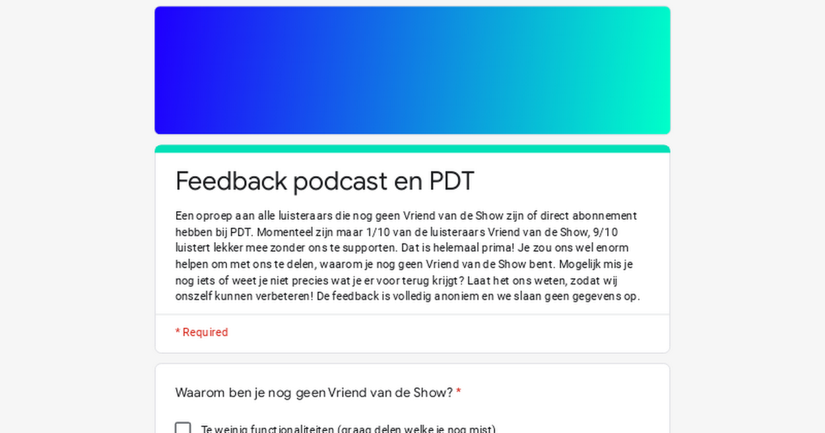 Feedback podcast en PDT