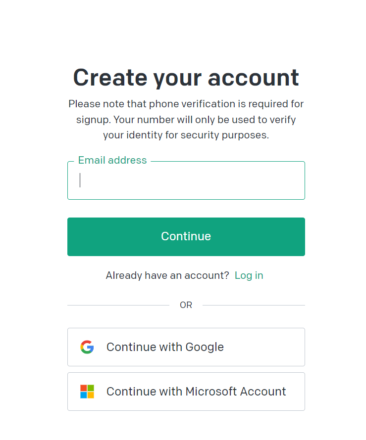 Create account on ChatGPT