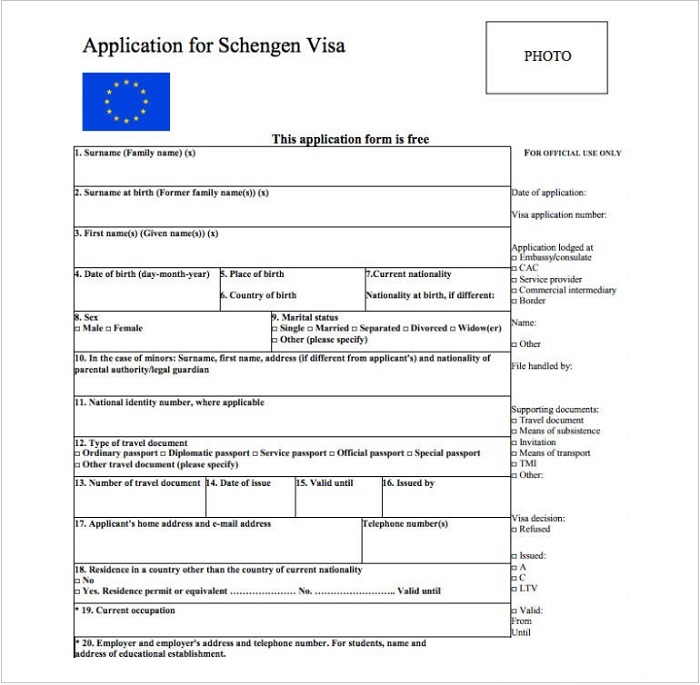 Dịch vụ làm visa Latvia - Mẫu tờ khai xin visa Latvia