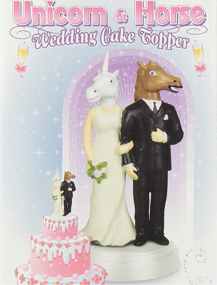 unicorn and horse wedding topper