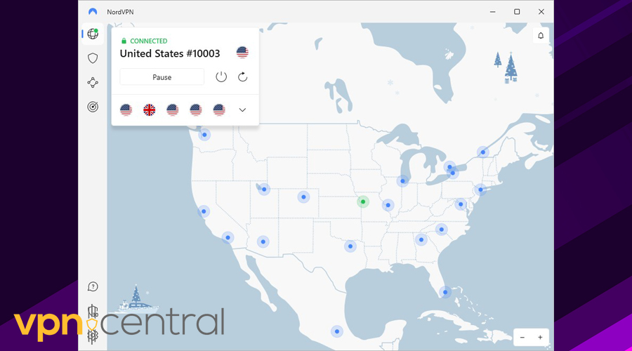 NordVPN locations map