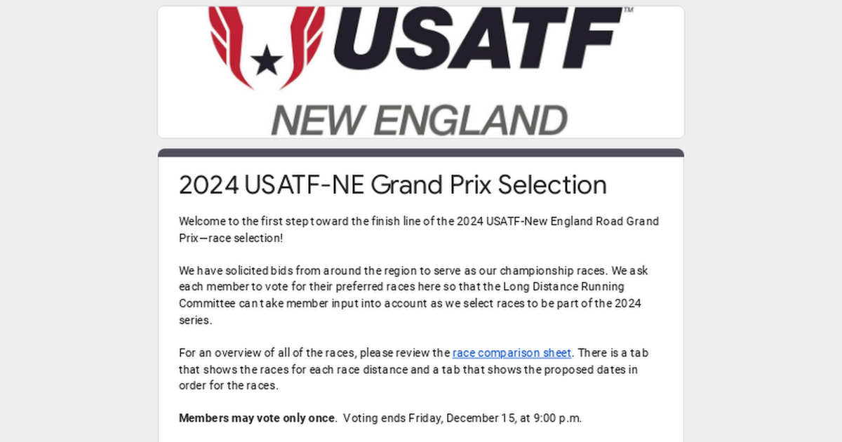 2024 USATFNE Grand Prix Selection