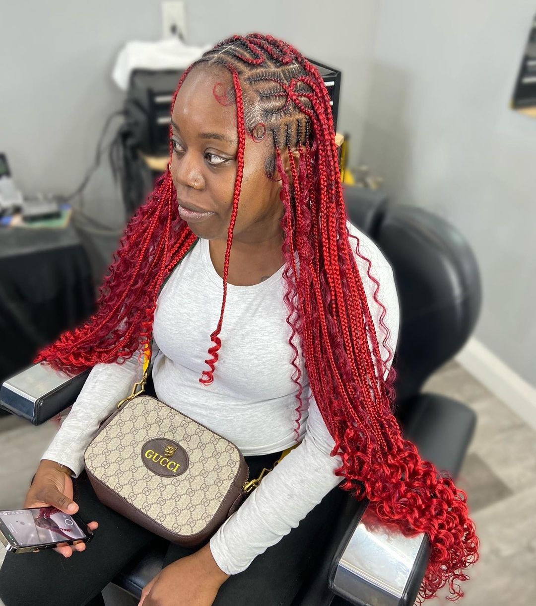 Red Fulani Bohemian Knotless Weave