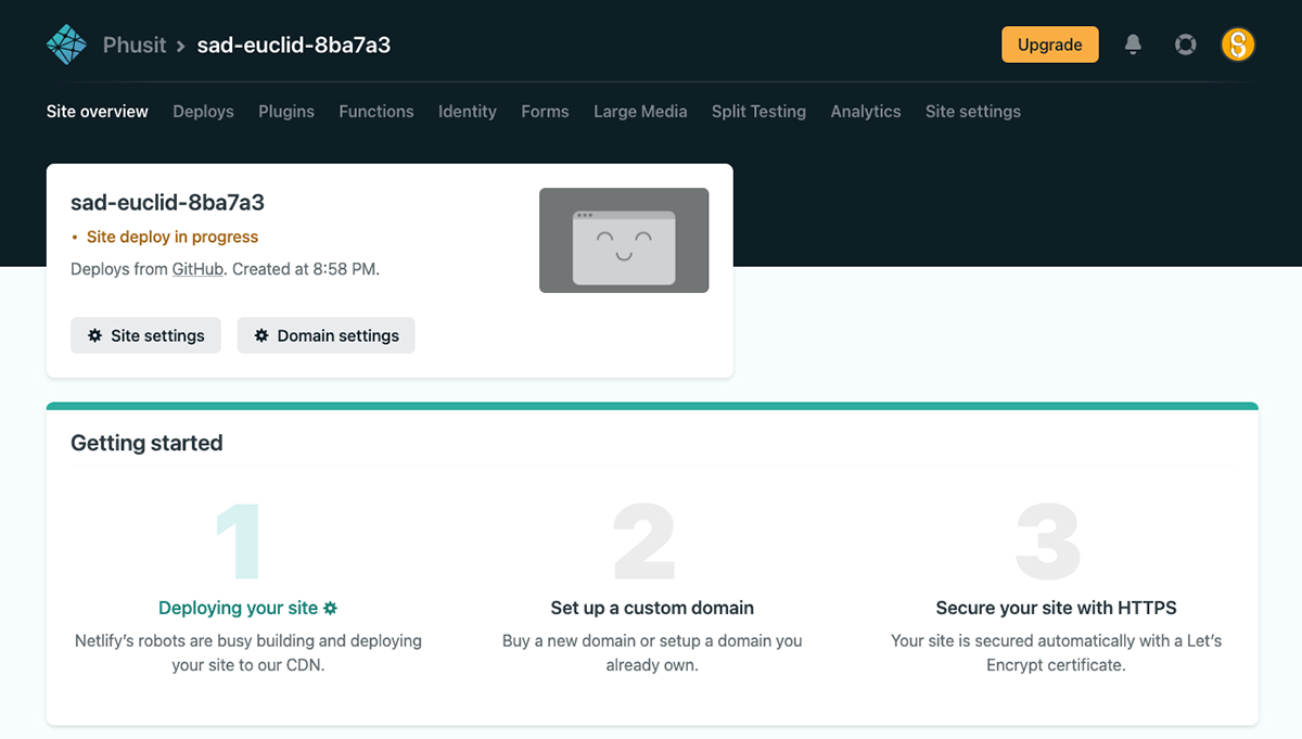7 Your site deploy in progress