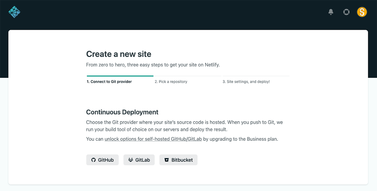 2. New site จาก Git