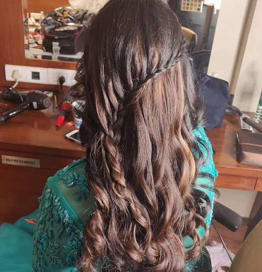 Lehenga Hairstyle - Waterfall