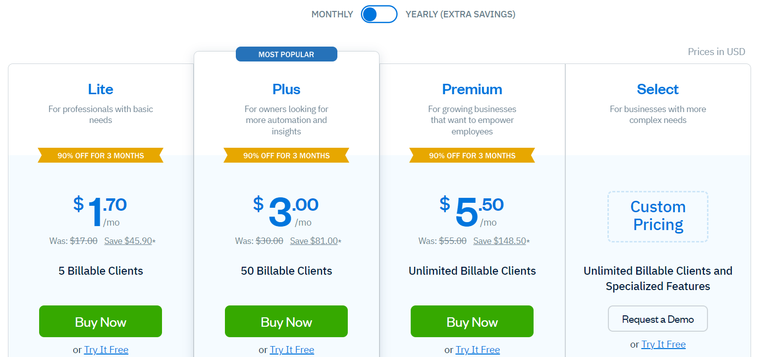 freshbooks pricing