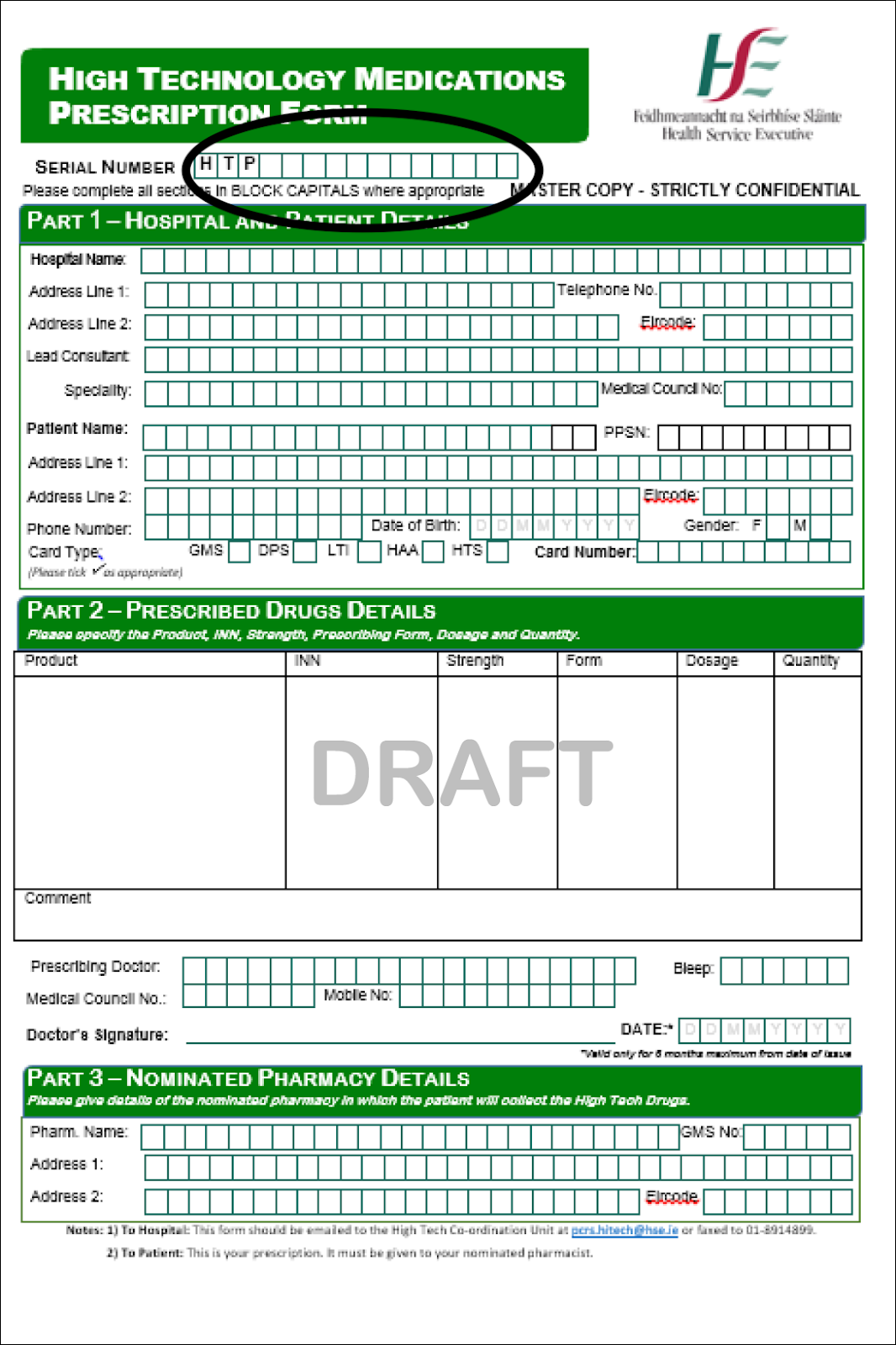  High Tech Prescription with Serial Number highlighted