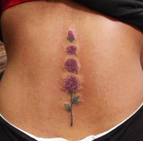 Rose Family Lower Back Tattoo