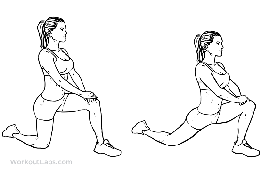 Improving posture through knee hip flexor stretch