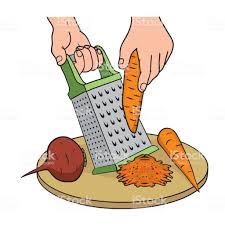 Process Of Grating Vegetables On A Kitchen Grater Stock ...