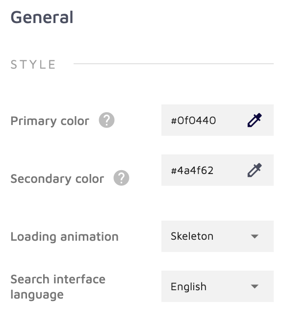 General Style settings