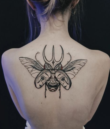 Beetle Back Neck Tattoos Women